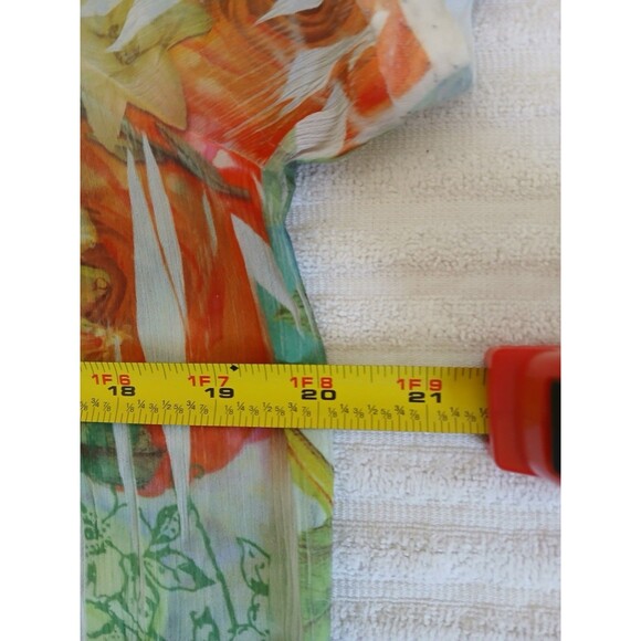 FANG Y2K Blouse Women’s  Multicolor Sheer Pleated Scoop Neck  W/Elastic Waist L - Picture 12 of 15